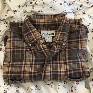 Carhartt Long Sleeve Brown Plaid Flannel Size S